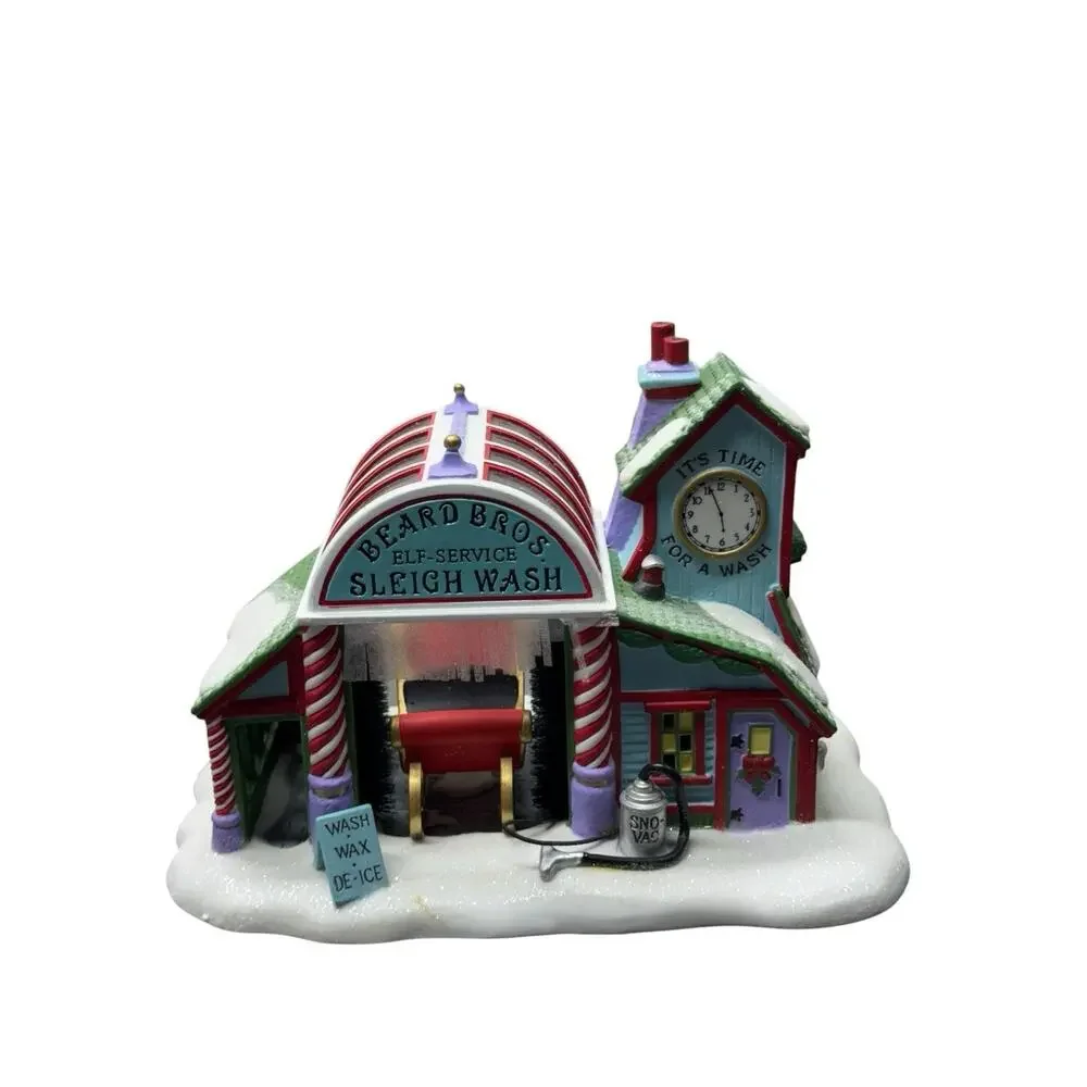 Dept 56 North Pole Series”Beard Bros Sleigh Wash” 56740 Retired 2001 Excellent